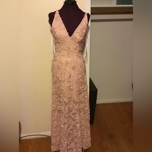 Xscape Pink Floral Floor Length Gown